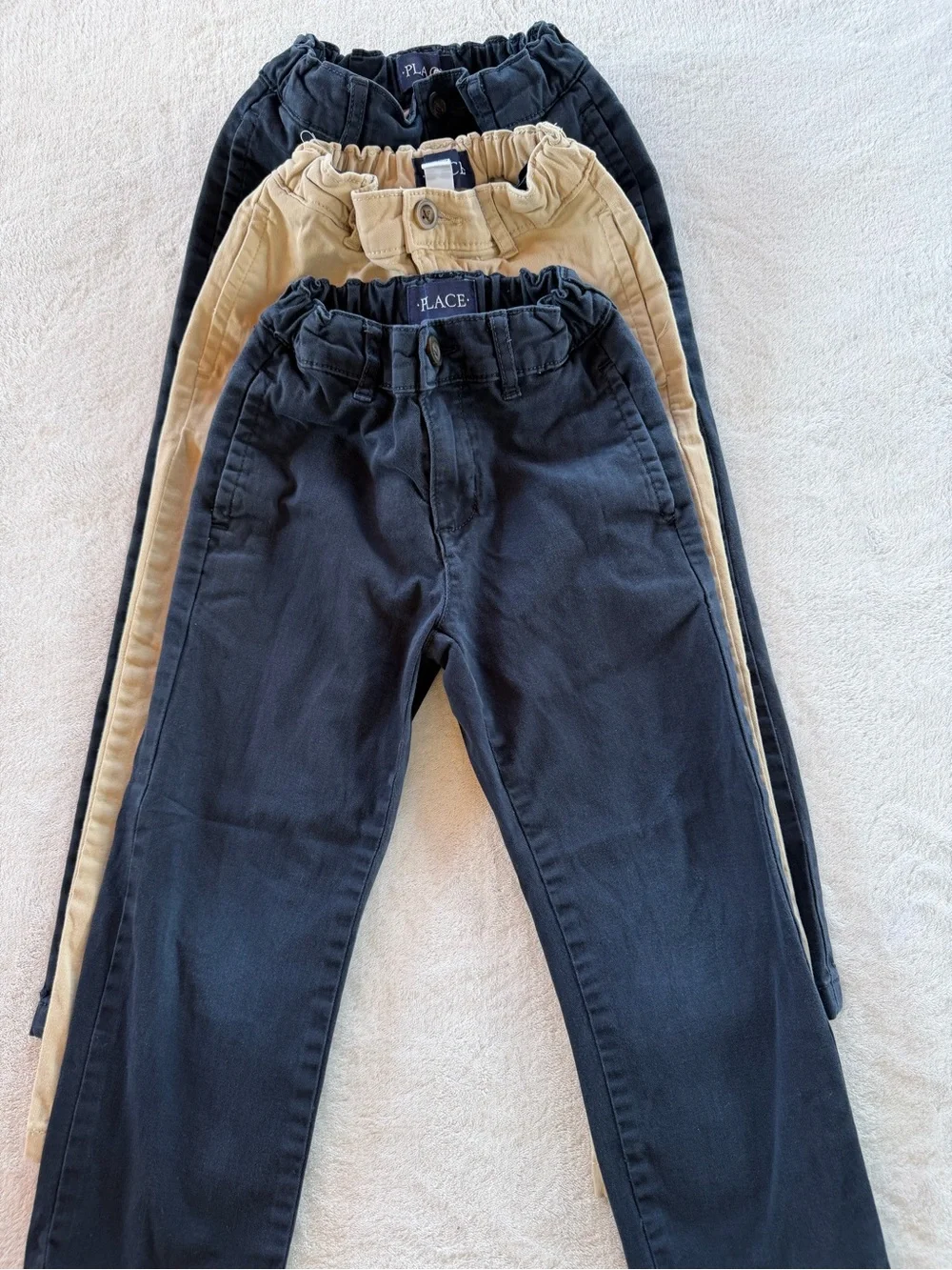 Bundle-Uniform 3Pants-The Children's Place-Boys Pull-On-Navy & Khaki Size 5